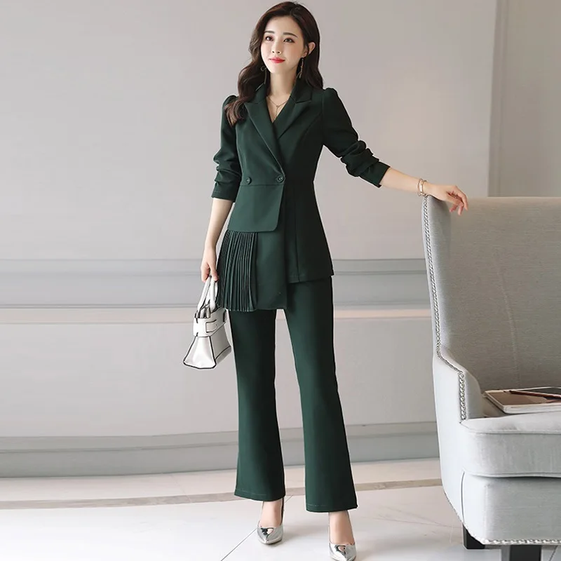 Office Lady Pant Suit 2019 New Fashion Two Piece Set Women Casual Solid Green Elegant Double-breasted Blazers Pants Suits
Office Lady Pant Suit 2019 New Fashion Two Piece Set Women Casual Solid Green Elegant Double-breasted Blazers Pants Suits
