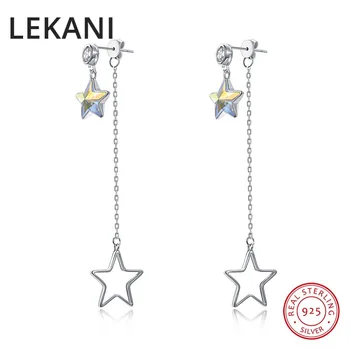 

LEKANI Crystals From SWAROVSKI Dangle Earrings Long Chain Stars Drop Earrings S925 Sterling Silver Women Fine Jewelry