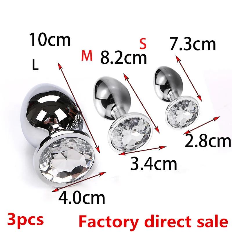 Sm products Metal Crystal Anal Plug Stainless Steel Booty Beads Jewelled Anal Butt Plug Sex Toys Products for Men Couples