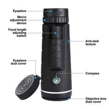 40X60 High Power Monocular Telescope HD Dual Focus Scope Monocular +Tripod+ Clip+Compass YA88
40X60 High Power Monocular Telescope HD Dual Focus Scope Monocular +Tripod+ Clip+Compass YA88