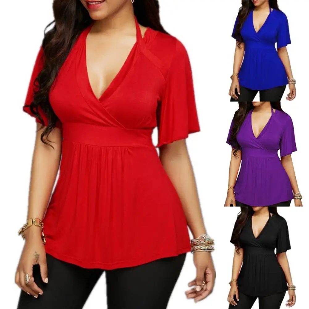 New Sexy Summer Women Solid Color V-neck Halter Short Sleeve T-Shirt Top футболка женская
New Sexy Summer Women Solid Color V-neck Halter Short Sleeve T-Shirt Top футболка женская