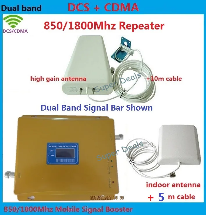 Newest Dual Band Mobile Phone Signal Repeater 850 MHz 1800 MHz CDMA DCS Signal Booster Cell Phone Signal Amplifier with Antenna
Newest Dual Band Mobile Phone Signal Repeater 850 MHz 1800 MHz CDMA DCS Signal Booster Cell Phone Signal Amplifier with Antenna