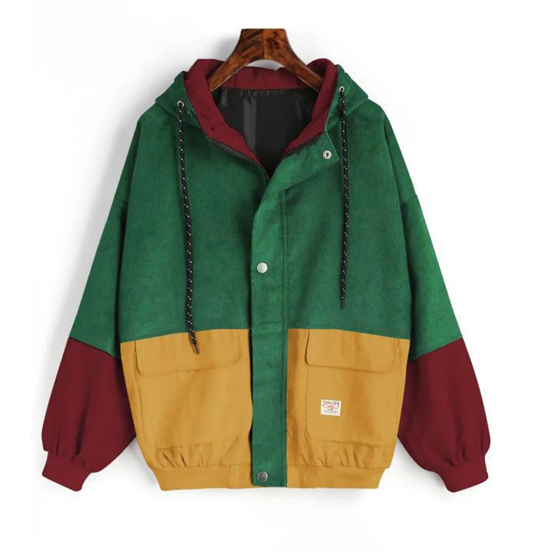 Patchwork Hooded Corduroy Jacket Long Sleeve Windbreaker coats Drawstring Hit Color Jackets Women Plus Size Outerwear & Coats
Patchwork Hooded Corduroy Jacket Long Sleeve Windbreaker coats Drawstring Hit Color Jackets Women Plus Size Outerwear & Coats