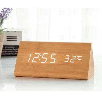 Wood Alarm Clock Desktop Digital LED Clocks Glow in The Dark Sound Control Electronic Display Thermometer Home Decor
Wood Alarm Clock Desktop Digital LED Clocks Glow in The Dark Sound Control Electronic Display Thermometer Home Decor