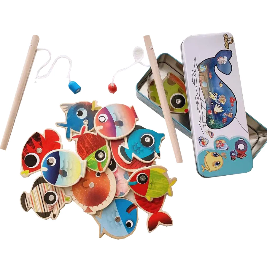 Baby Toys 15Pcs +Fishing Rods Large Size Wooden magnetic fishing Toys Parent-child interactive game for 1-3yrds kids
Baby Toys 15Pcs +Fishing Rods Large Size Wooden magnetic fishing Toys Parent-child interactive game for 1-3yrds kids