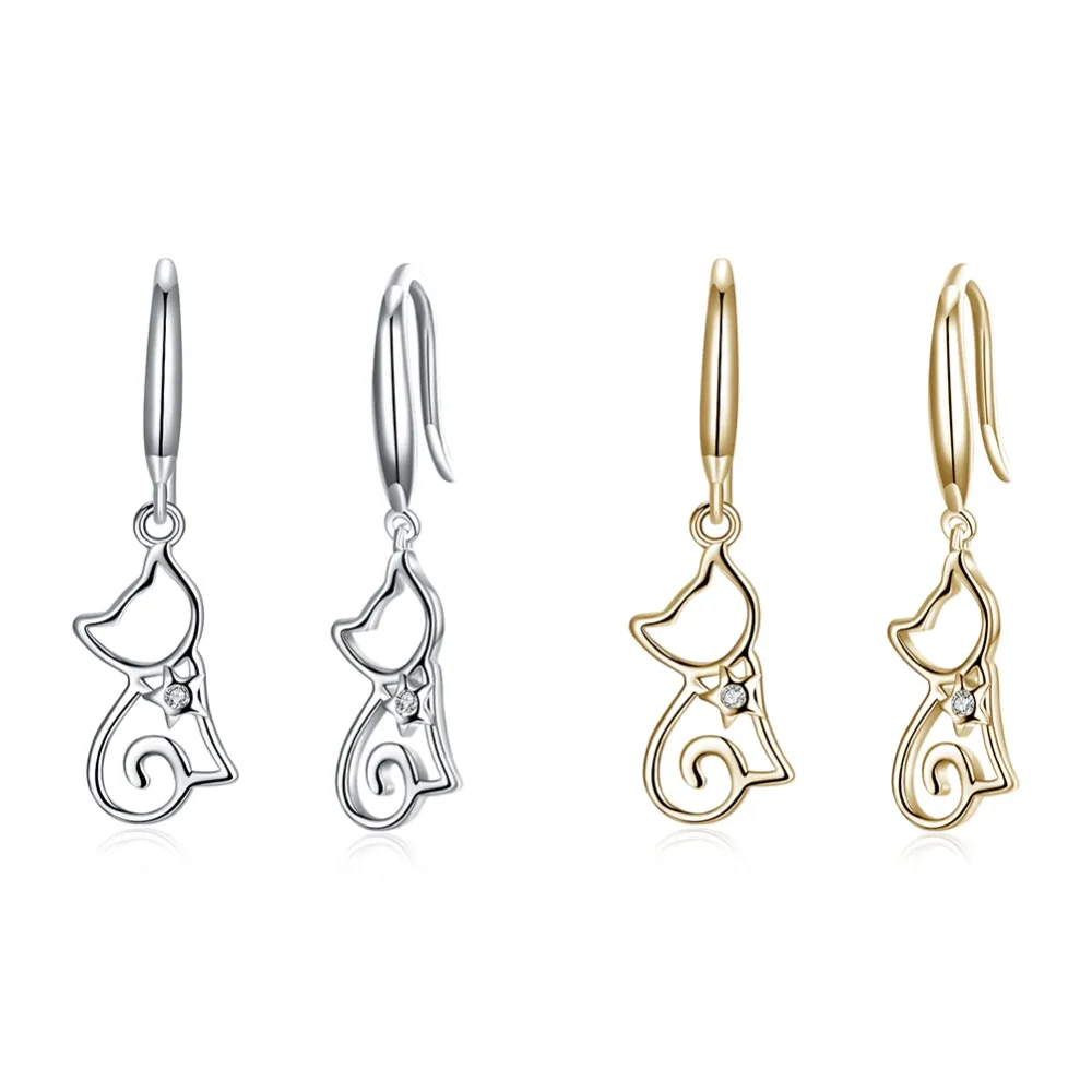 Exquisite Kitty Cat Drop Earrings Women 925 Sterling Silver Pendant Earrings for Elegant Lady Party Jewelry Love Gift Golden CZ
Exquisite Kitty Cat Drop Earrings Women 925 Sterling Silver Pendant Earrings for Elegant Lady Party Jewelry Love Gift Golden CZ