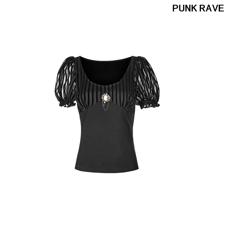 Fashion Brooch Short Sleeve See Through Puff Sleeve Concise Style T Shirt Steam Punk Women black T-shirt PUNK RAVE WT-489TDF
Fashion Brooch Short Sleeve See Through Puff Sleeve Concise Style T Shirt Steam Punk Women black T-shirt PUNK RAVE WT-489TDF