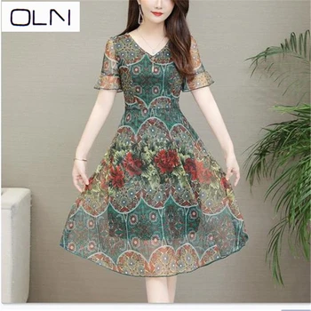 Vestidos dress OLN Korean version Large size plus chiffon new short sleeve wide wife age-reducing fashion women's M-5XL
Vestidos dress OLN Korean version Large size plus chiffon new short sleeve wide wife age-reducing fashion women's M-5XL