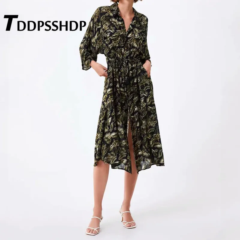 Leaf Printing Long Sleeve Women Dress Lapel A Line Long Ladies Casual Mid Calf Female Dresses
Leaf Printing Long Sleeve Women Dress Lapel A Line Long Ladies Casual Mid Calf Female Dresses