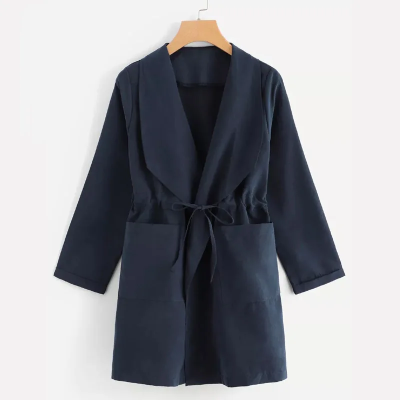 Streewear Pockets Lace Up Open Stitch Women Overwear Casual Turn Down Collar Long Sleeve Clothes Autumn Winter Coats Women 2018
Streewear Pockets Lace Up Open Stitch Women Overwear Casual Turn Down Collar Long Sleeve Clothes Autumn Winter Coats Women 2018
