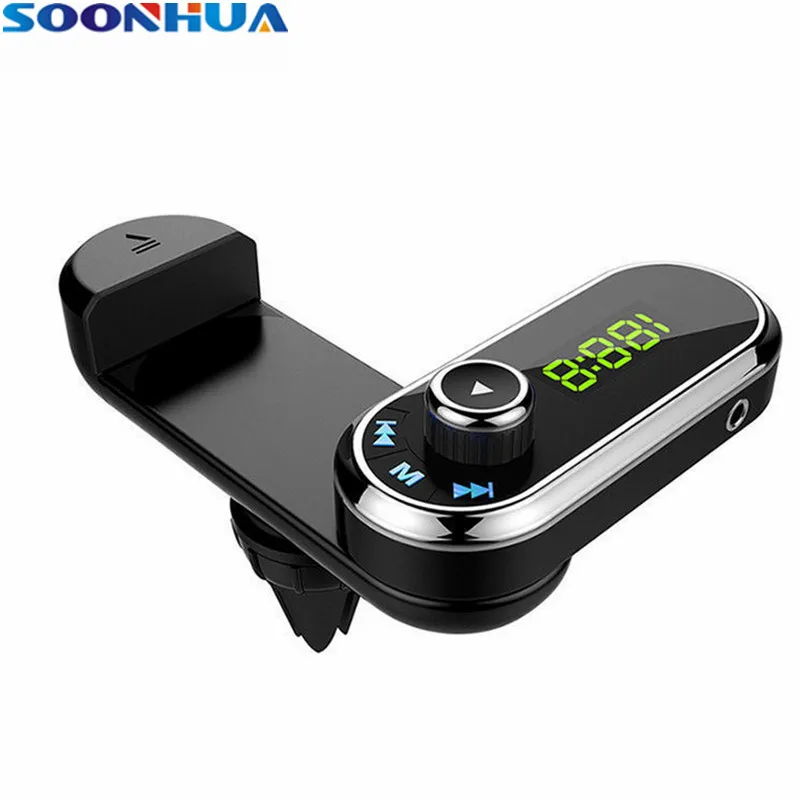 SOONHUA 5V 2.1A USB Fast Car Charger Phone Holder Bluetooth V3.0 FM Transmitter With CVC Noise Reduction Digital LED Display
SOONHUA 5V 2.1A USB Fast Car Charger Phone Holder Bluetooth V3.0 FM Transmitter With CVC Noise Reduction Digital LED Display