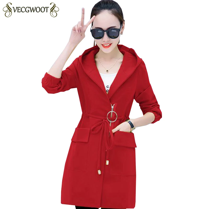 Spring Autumn New Slim Fashion Windbreaker Women Large size Hooded Long Trench coat Women Solid color Long sleeve Coat LJ084
Spring Autumn New Slim Fashion Windbreaker Women Large size Hooded Long Trench coat Women Solid color Long sleeve Coat LJ084