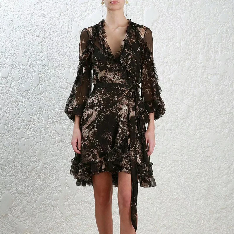2018 New Arrival Luxury Brand Europe Summer Designer Floral Print Ruffles Noble Woman Dress Vocation Party Chiffon or 100 Silk
2018 New Arrival Luxury Brand Europe Summer Designer Floral Print Ruffles Noble Woman Dress Vocation Party Chiffon or 100 Silk