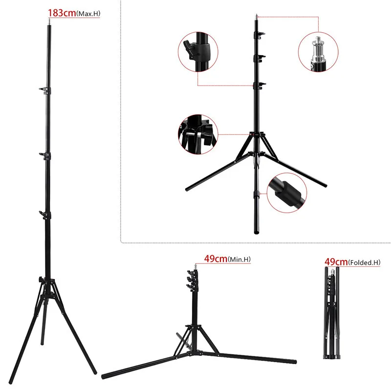 FOSOTO RL-18 55W 5500K 240 LED Photographic Lighting Dimmable Camera Photo/Studio/Phone Photography Ring Light Lamp&Tripod Stand