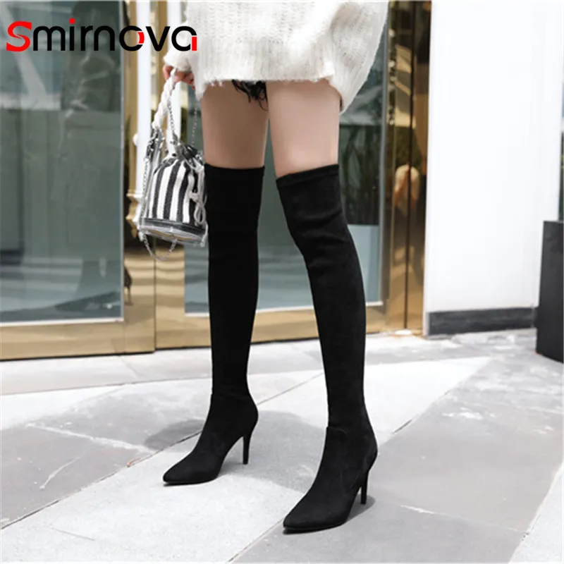 Smirnova NEW arrive 2020 sexy thin heels flock woman long boots elegant pointed toe thigh boots ladies over the knee boots
Smirnova NEW arrive 2020 sexy thin heels flock woman long boots elegant pointed toe thigh boots ladies over the knee boots