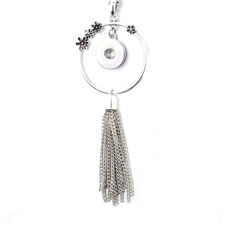 New Bohemia Ethnic Snap Button Necklace Silver Long Tassel Snap Pendant Necklace with Chains 18mm Snap Buttons Jewelry
New Bohemia Ethnic Snap Button Necklace Silver Long Tassel Snap Pendant Necklace with Chains 18mm Snap Buttons Jewelry