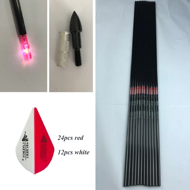 12pcs 30'' Spine 340 Linkboy Archery Arrows DIY Hunting Compound Bow Pure Carbon Shafts Vanes Nocks Points Inserts
12pcs 30'' Spine 340 Linkboy Archery Arrows DIY Hunting Compound Bow Pure Carbon Shafts Vanes Nocks Points Inserts
