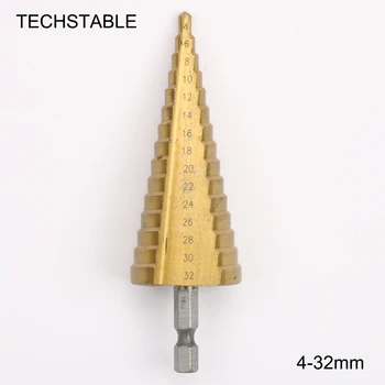 TECHSTABLE Hex Titanium Step Cone Drill Bit Hole Cutter 4-32MM HSS 4241 For Sheet Metal Steel Woodworking Wood Metal
TECHSTABLE Hex Titanium Step Cone Drill Bit Hole Cutter 4-32MM HSS 4241 For Sheet Metal Steel Woodworking Wood Metal