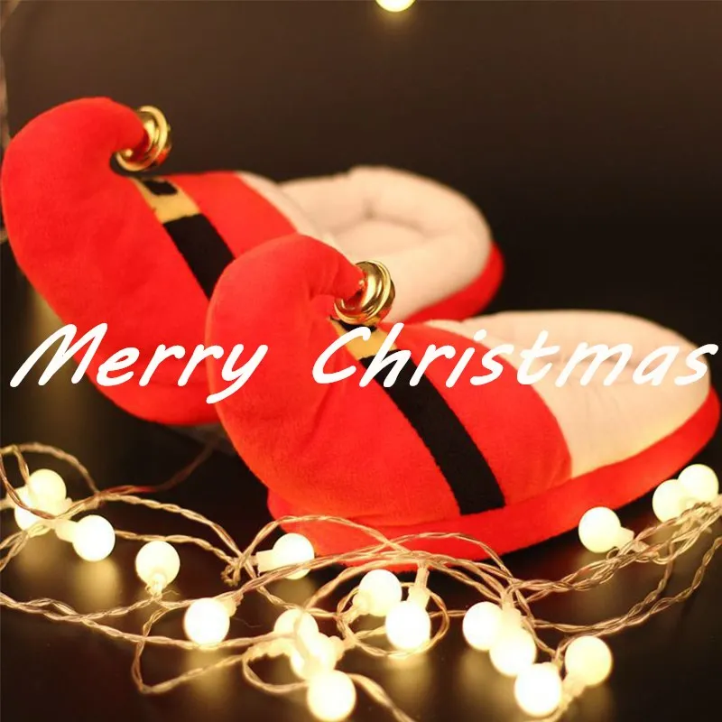 KESMALL Women Christmas Gift Deer Slippers Winter Flock Plush Warm Indoor Floor Cotton Slippers Home Slippers Anti-Skid Shoes