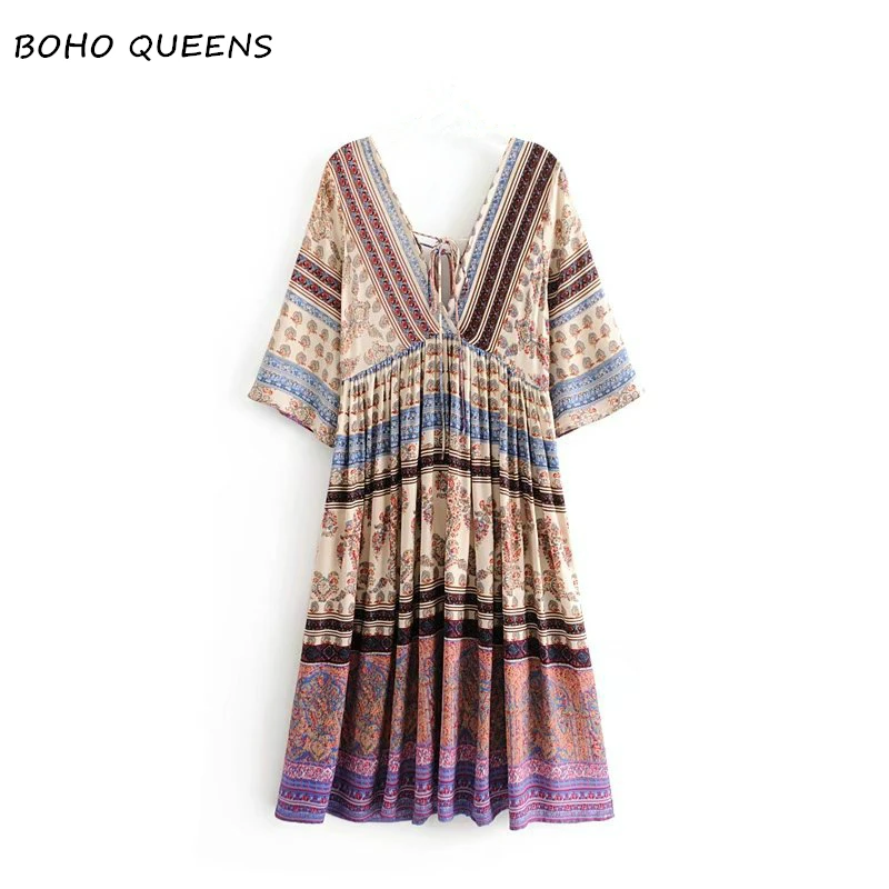 Boho Chic women floral print sleeve beach long Bohemian midi dress Ladies V neck Summer Boho dress vestidos
Boho Chic women floral print sleeve beach long Bohemian midi dress Ladies V neck Summer Boho dress vestidos