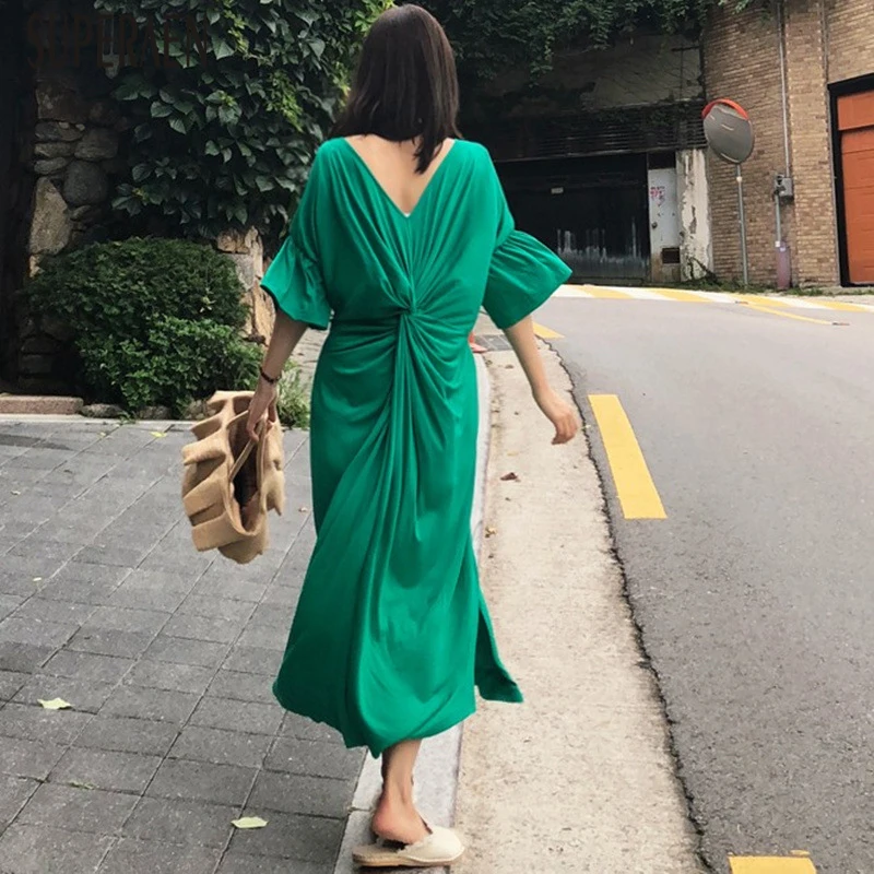 SuperAen Flare Sleeve Split Women Long Dress Korean Style Loose Pluz Size Dress Female Summer New 2019 Casual Women Clothing
SuperAen Flare Sleeve Split Women Long Dress Korean Style Loose Pluz Size Dress Female Summer New 2019 Casual Women Clothing