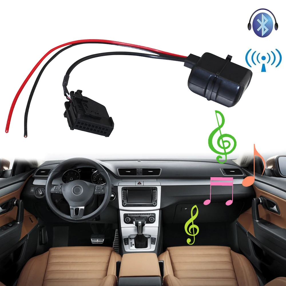 

Lonleap Car Bluetooth Module MFD2 RNS RNS2 Radio Stereo Aux Cable Adapter with Filter Wireless Audio Input for VW Seat Skoda