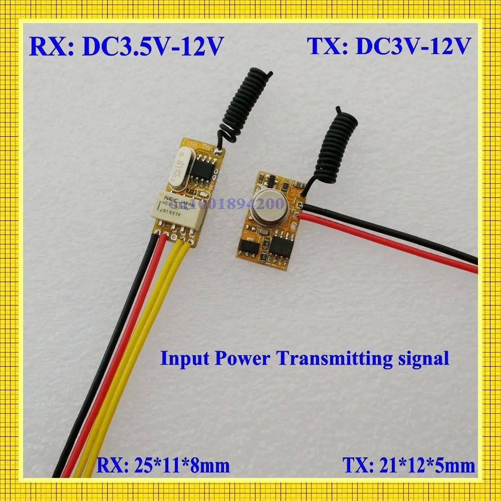 DC3.5V-DC12V Mini Relay Receiver DC3V-DC12V Transmitter PCB Power ON Transmitting 3.7V 4.5V 5V 6V 7.4V 9V 12V Wireless TX RX Mod
DC3.5V-DC12V Mini Relay Receiver DC3V-DC12V Transmitter PCB Power ON Transmitting 3.7V 4.5V 5V 6V 7.4V 9V 12V Wireless TX RX Mod