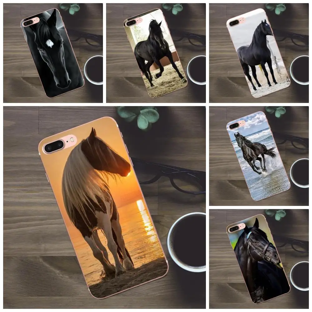 

Bixedx Soft TPU Cell Case For Apple iPhone 4 4S 5 5C SE 6 6S 7 8 Plus X Galaxy A3 A5 J1 J2 J3 J5 J7 2017 The Black Horse Animal