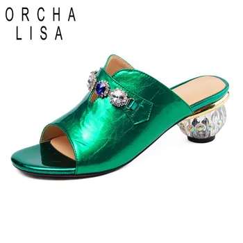 ORCHA LISA Genuine Leather Women Summer rhinestone Slipper Silver Crystal Strange High Heel Peep Toe mules Ladies heeled Sandals
ORCHA LISA Genuine Leather Women Summer rhinestone Slipper Silver Crystal Strange High Heel Peep Toe mules Ladies heeled Sandals