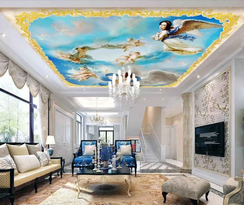 Custom Any Size 3D Stereo angel Ceiling Murals Wallpaper Living Room blue europe ceilings
Custom Any Size 3D Stereo angel Ceiling Murals Wallpaper Living Room blue europe ceilings