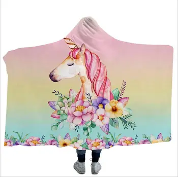 Unicorn Plush Hooded Blanket Women Blankets for Beds Floral Wearable Throw Blanket Warm Bedding Couverture Polaire Adulte
Unicorn Plush Hooded Blanket Women Blankets for Beds Floral Wearable Throw Blanket Warm Bedding Couverture Polaire Adulte