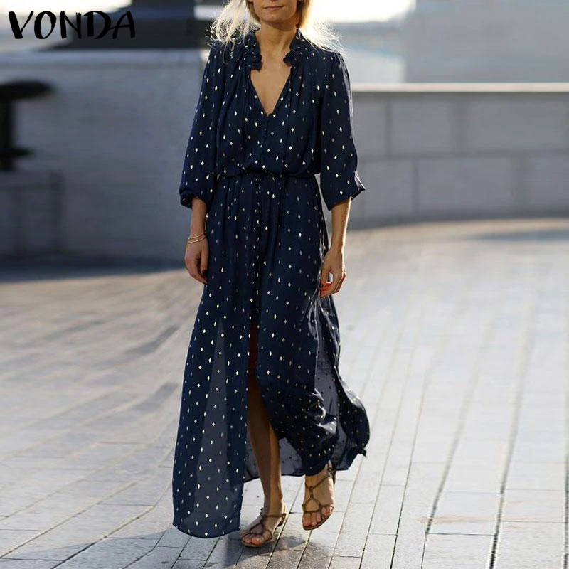 VONDA Summer Dress Women Dot Print Sundress 2019 Sexy Split Party Ankle-Length Dress Office Ladies Vestido Robe Femme Plus Size
VONDA Summer Dress Women Dot Print Sundress 2019 Sexy Split Party Ankle-Length Dress Office Ladies Vestido Robe Femme Plus Size