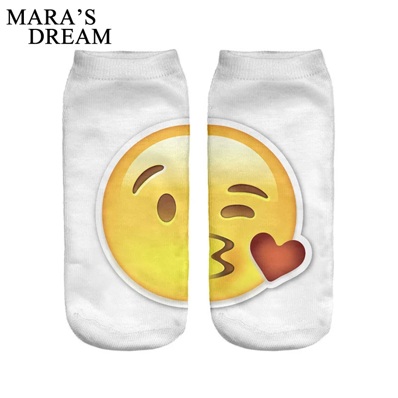 Image Mara s Dream 2017 Socks Female 3D Fashion Printing Women Sock Unisex Emoji Pattern Meias Cute Feminina Funny Low Ankle Hosiery