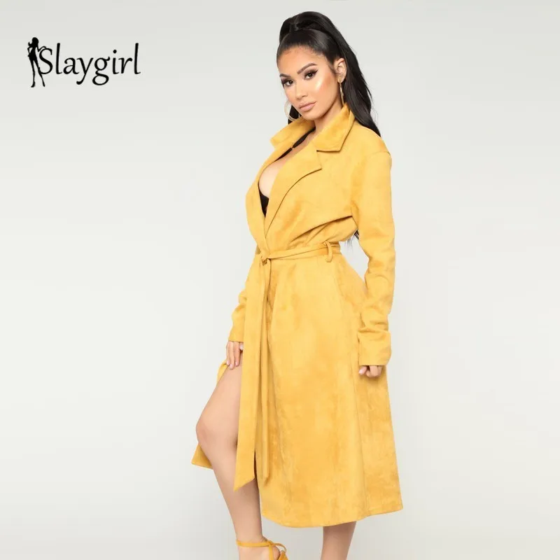 Slaygirl 2018 sexy Women dress elegant Wide Lapel Belt Trench Yellow Long Sleeve Outwear Plus Size Windbreaker Ladies Autumn
Slaygirl 2018 sexy Women dress elegant Wide Lapel Belt Trench Yellow Long Sleeve Outwear Plus Size Windbreaker Ladies Autumn