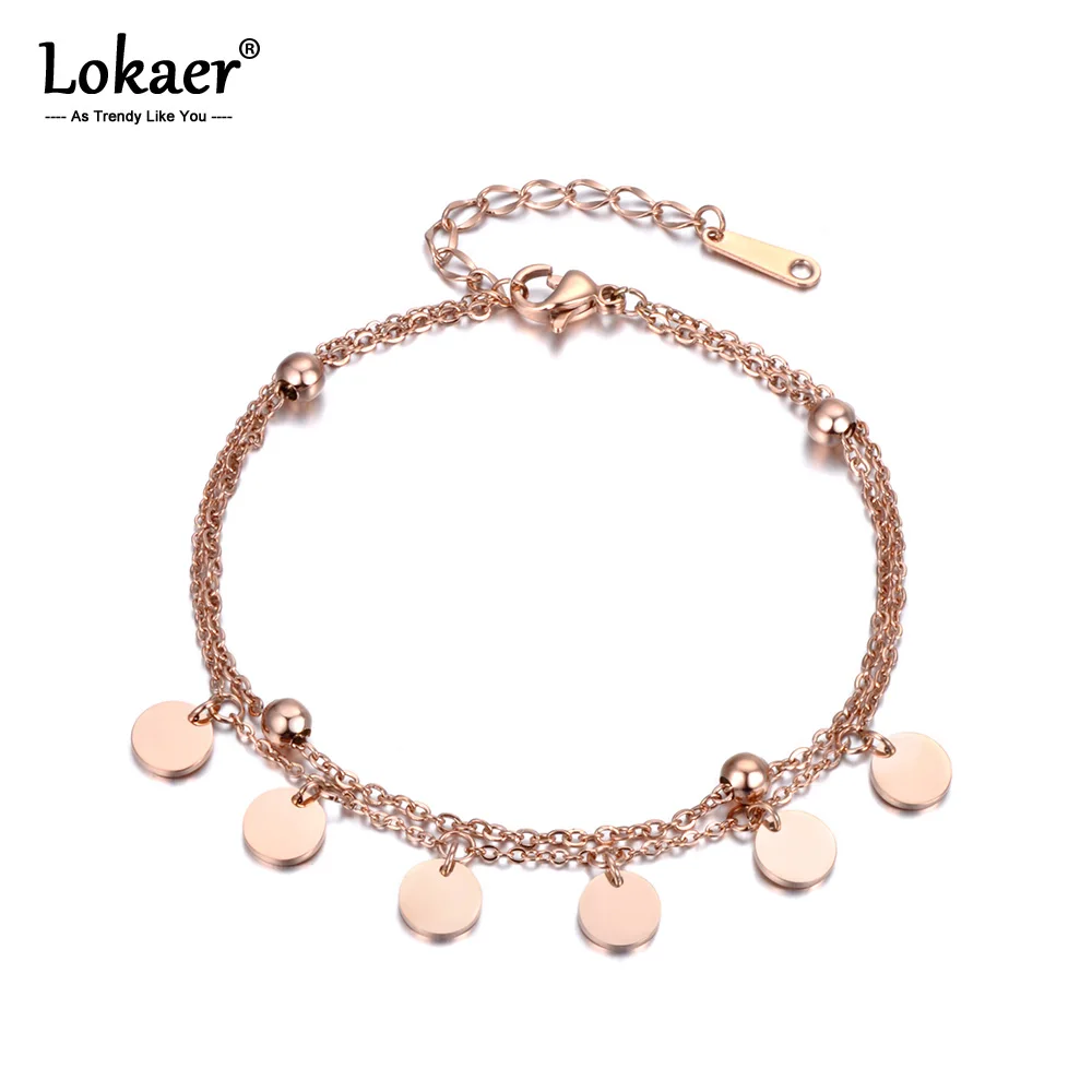 Lokaer Bohemia Stainless Steel Charm Bracelets Jewelry Double Layers 6 Round Disc Rose Gold Color Cute Bracelet For Girls B18180
Lokaer Bohemia Stainless Steel Charm Bracelets Jewelry Double Layers 6 Round Disc Rose Gold Color Cute Bracelet For Girls B18180