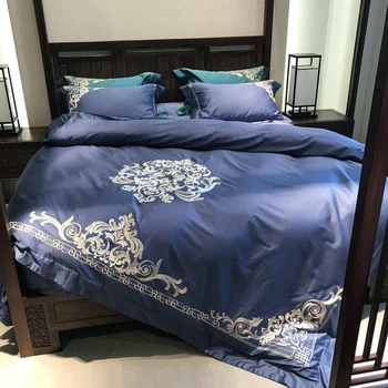 Blue Luxury 100S Egyptian Cotton Bedding Set Royal Embroidery Duvet Cover Bed sheet Bed Linen Pillowcases Queen King size 4pcs
Blue Luxury 100S Egyptian Cotton Bedding Set Royal Embroidery Duvet Cover Bed sheet Bed Linen Pillowcases Queen King size 4pcs