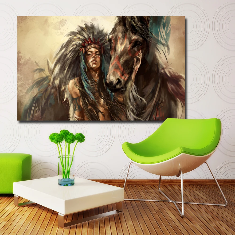 HD Printed Canvas Art Painting American Indian Girl With Battle Horse Wall Pictures for Living Room Wall Art Print Posters
HD Printed Canvas Art Painting American Indian Girl With Battle Horse Wall Pictures for Living Room Wall Art Print Posters