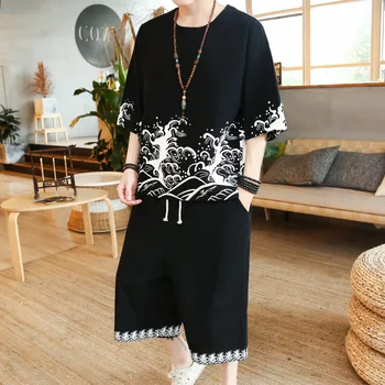 #3429 Chinese Style O Neck Short Sleeve T Shirt And Pants Man Clothes Set Plus Size Two Piece Sets Summer Outfit For Men Summer
#3429 Chinese Style O Neck Short Sleeve T Shirt And Pants Man Clothes Set Plus Size Two Piece Sets Summer Outfit For Men Summer