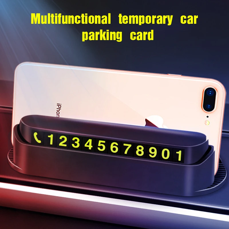 Luminous Car Temporary Parking Card with Aromatherapy Phone Holder Card Slot Hidden Telephone Number Card Plate Stickers for Car
Luminous Car Temporary Parking Card with Aromatherapy Phone Holder Card Slot Hidden Telephone Number Card Plate Stickers for Car