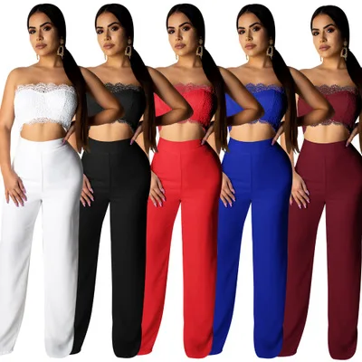 Women Solid Color Long Jumpsuits Sexy Lace Strapless High Waist Straight Bodysuit Combinaison Femme Elegant Playsuit
Women Solid Color Long Jumpsuits Sexy Lace Strapless High Waist Straight Bodysuit Combinaison Femme Elegant Playsuit