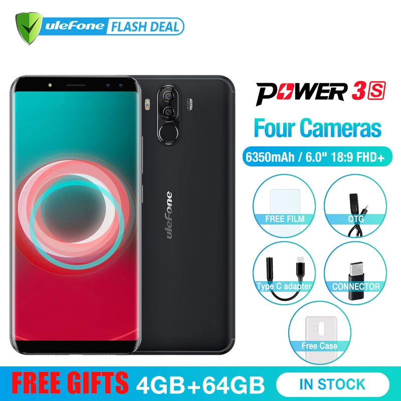 

Ulefone Power 3S 6.0" 18:9 FHD+ Mobile Phone MTK6763 Octa Core Android 8.1 4GB+64GB 16MP 4 Camera 6350mAh Face ID 4G Smartphone