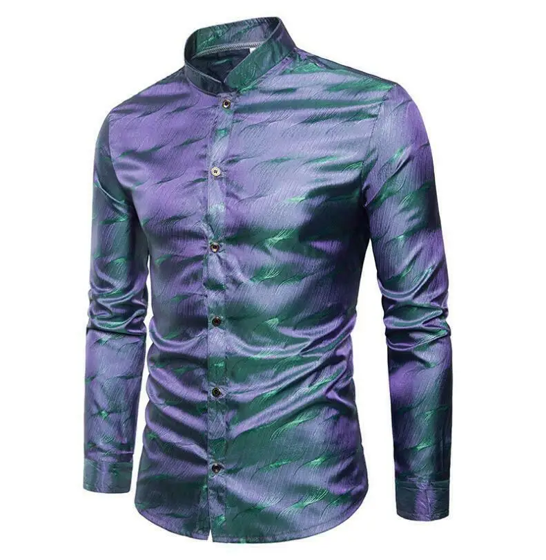 Men's Blouse Tops Long Sleeve Reflective Pattern Stand Collar Night Club Shirts A5
Men's Blouse Tops Long Sleeve Reflective Pattern Stand Collar Night Club Shirts A5