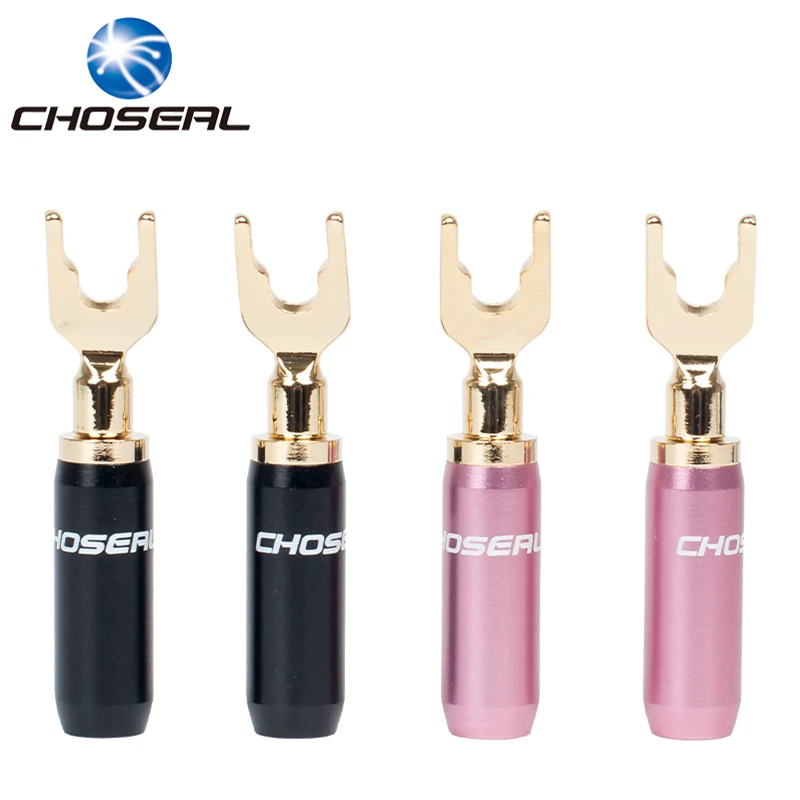 Choseal QS6036 U-plug Pure copper Speaker Connectors 24k Gold-plated Speaker Cable Spade Plug 4Pcs For HI-FI Audio DIY
Choseal QS6036 U-plug Pure copper Speaker Connectors 24k Gold-plated Speaker Cable Spade Plug 4Pcs For HI-FI Audio DIY