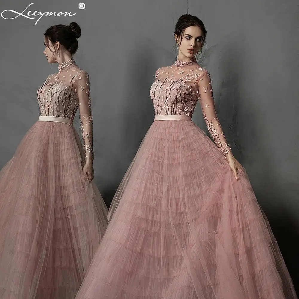 Leeymon Pink Ruffle Tulle Evening Dress High Neck Long Sleeves Embroidery beaded Vestido de Noche Formal Dress
Leeymon Pink Ruffle Tulle Evening Dress High Neck Long Sleeves Embroidery beaded Vestido de Noche Formal Dress