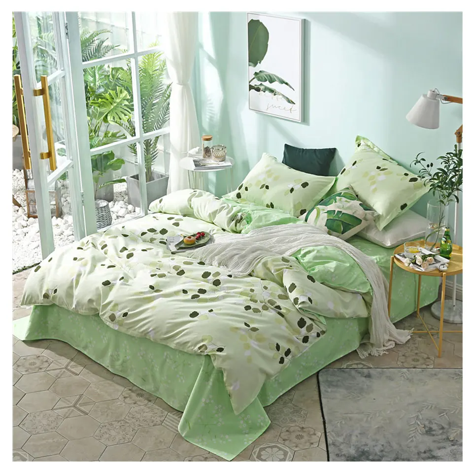 Arsmundi Nordic Style Green Leaf Bedding Set Fashion Duvet Cover