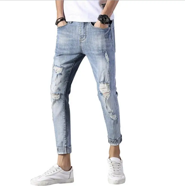 2018 New Men's Jeans Summer Men's Tide Brand Holes Trousers Boys Stretch Slim Pants Cropped Jeans
2018 New Men's Jeans Summer Men's Tide Brand Holes Trousers Boys Stretch Slim Pants Cropped Jeans