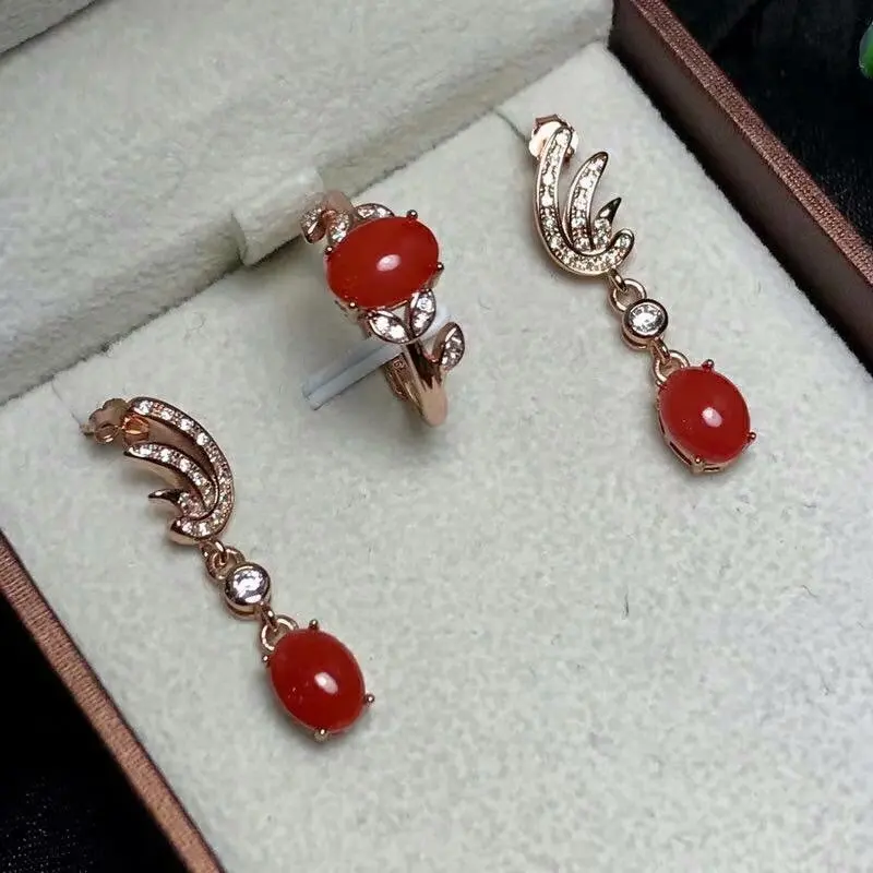 Серьги-гвоздики shilovem из стерлингового серебра 925 пробы с натуральным красным