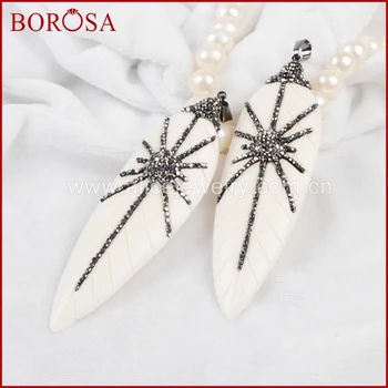 BOROSA Elegant Natural White Ox Bone Carved Leaf Pendant Bead Paved Zircons JAB225
BOROSA Elegant Natural White Ox Bone Carved Leaf Pendant Bead Paved Zircons JAB225