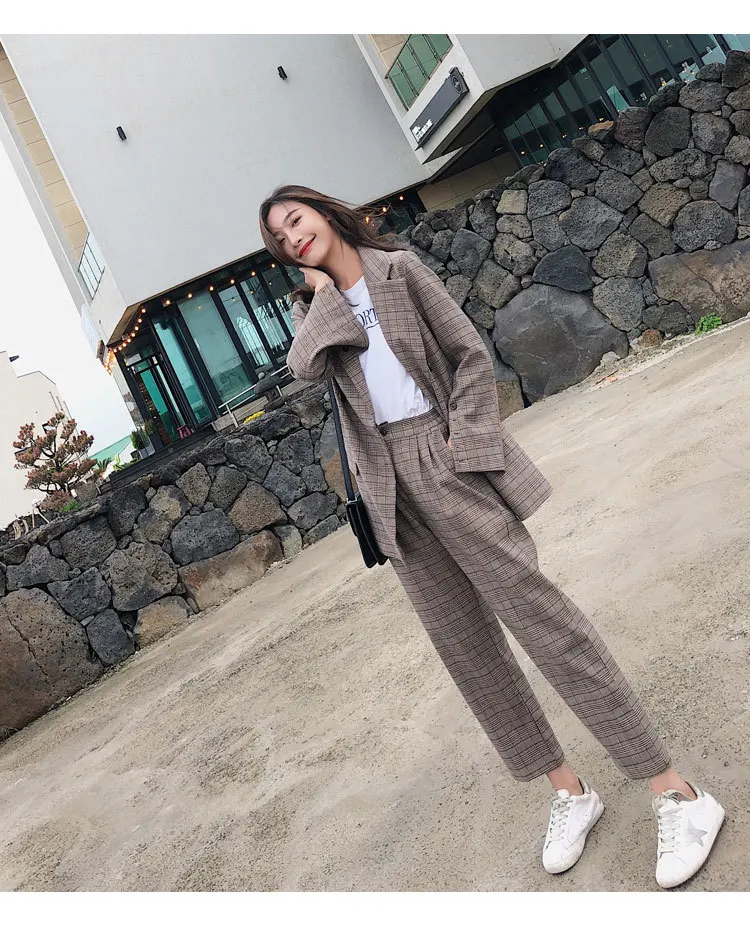 Business Pant Suits Women Blazer Suit Blank High Quality Set Blazers Formal Women OL Elegant Plaid 2 Piece Sets Uniform Jacket 
Business Pant Suits Women Blazer Suit Blank High Quality Set Blazers Formal Women OL Elegant Plaid 2 Piece Sets Uniform Jacket