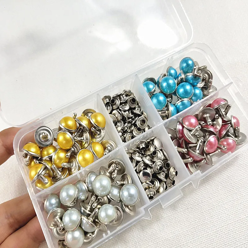 100set/box 7*10mm Pearl Round Mushroom Cap Rivets Stud Spike Collision Nail for Leather Craft Shoes Bags Belt Garment Deco
100set/box 7*10mm Pearl Round Mushroom Cap Rivets Stud Spike Collision Nail for Leather Craft Shoes Bags Belt Garment Deco
